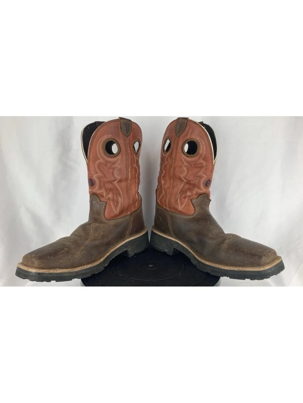 Men's Size 8D Tony Lama Composite Toe Work Boots Fireball Orange RR3300 Leather